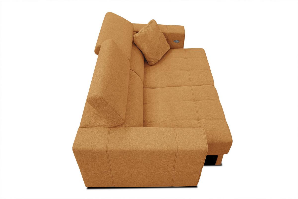 SOFA QUARTZ 3-Sitzer mit Ausziehsitz, orange - Orange, Holzwerkstoff/Textil (202/80/102cm) - Wozimo