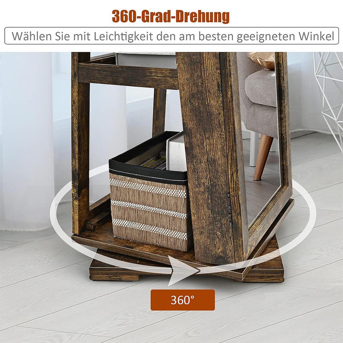 SCHMUCKSCHRANK 161cm Braun - Hellbraun, Holz (39/161/39cm) - COSTWAY