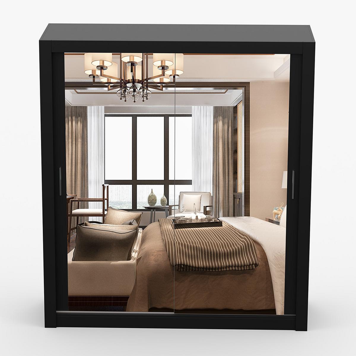 KLEIDERSCHRANK Milan 180 cm, 180/215/64, 2-türig, schwarz - Schwarz, Holzwerkstoff (180/215/64cm) - imoebel24