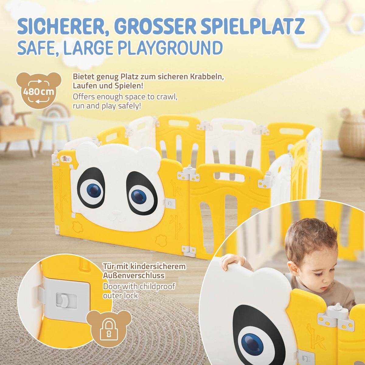 LAUFGITTER Baby faltbar 120 x 120 cm - Gelb, Kunststoff (120/53/120cm) - Joyz