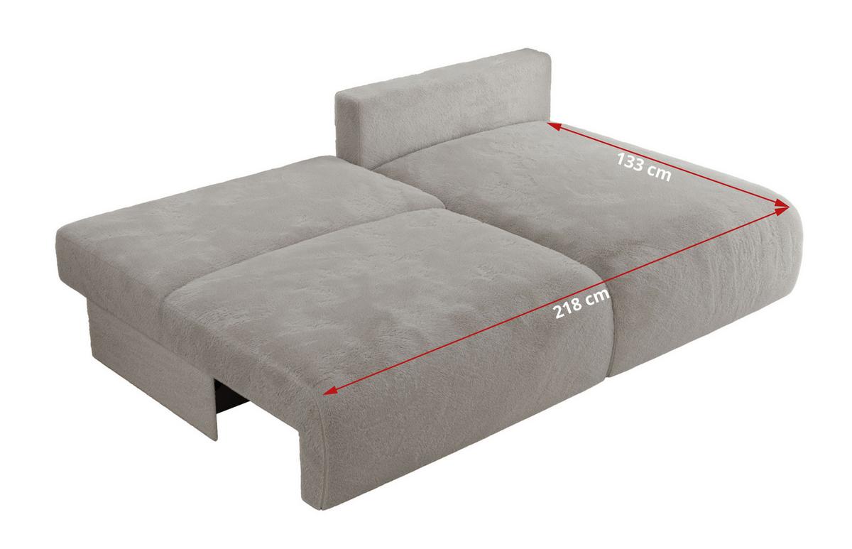 ECKSCHLAFSOFA VIVO L Hellgrau Plüsch - rechts - Hellgrau/Schwarz, Kunststoff/Textil (150/223cm) - MKS