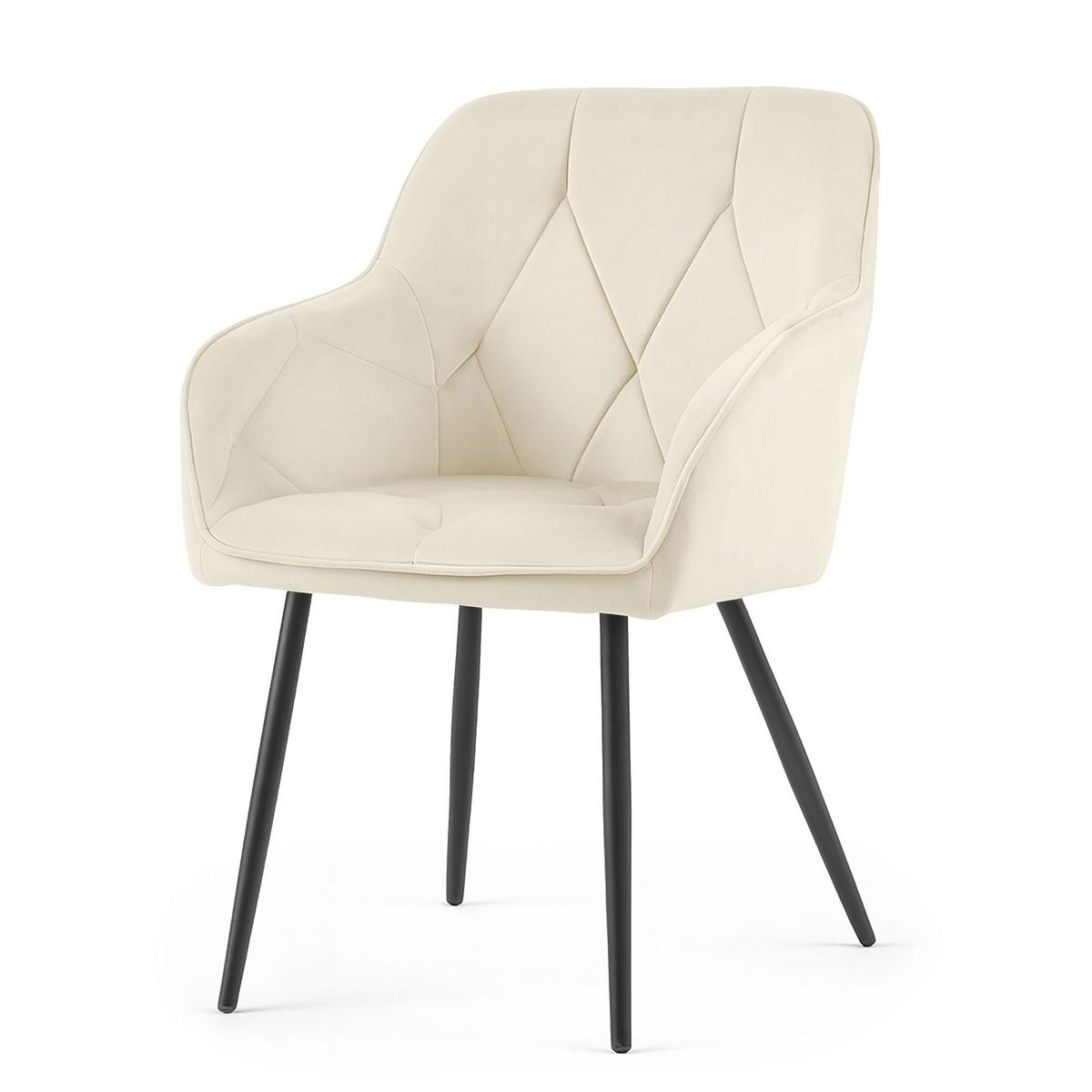 POLSTERSTUHL 2er Set, Metallbeine Graphit 54,5/82,5/58 - Creme, Textil (55/83/50cm) - RAUMHIRSCH FURNITURE