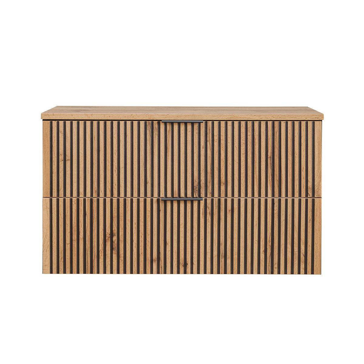 WASCHTISCHUNTERSCHRANK 100.6cm Gaia Holz in Eichenoptik und Schwarz - Schwarz, Holzwerkstoff (100.6/59/46cm) - Petits-meubles