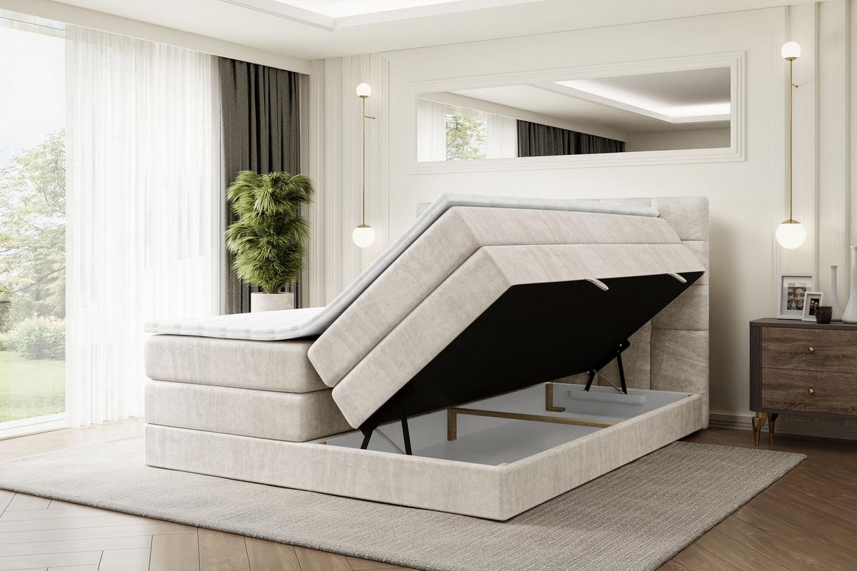 BOXSPRINGBETT BRUGO KING - 180 x 200 - H3/H4 - Ecru - Ecru, Holzwerkstoff (180/200cm) - ALTDECOR