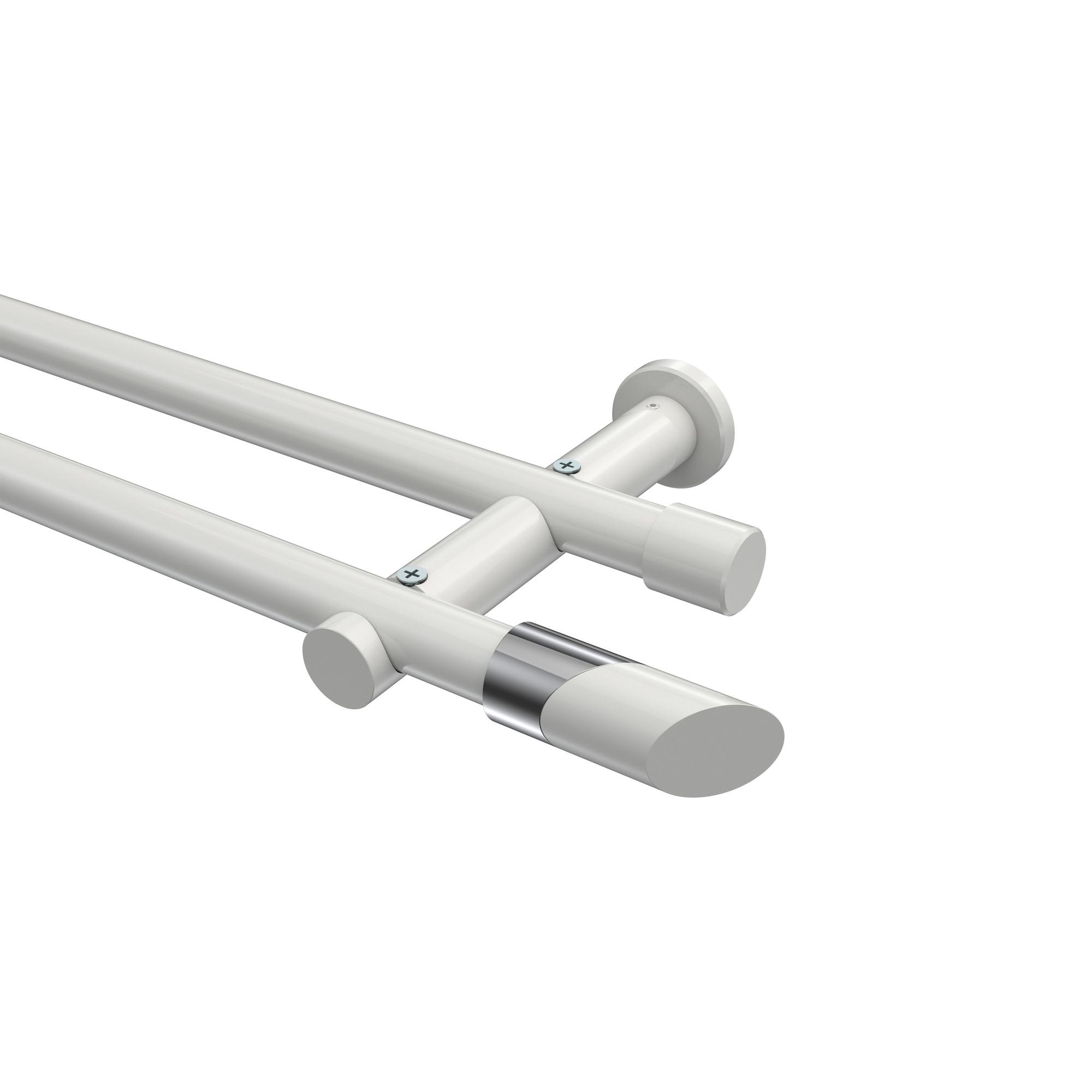 GARDINENSTANGE Platon Verano 100 cm, 2-läufig (ohne Ringe), 20 mm Ø Weiß - Chromfarben/Weiß, Metall (100cm) - INTERDECO