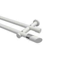 GARDINENSTANGE Platon Verano 100 cm, 2-läufig (ohne Ringe), 20 mm Ø Weiß - Chromfarben/Weiß, Metall (100cm) - INTERDECO