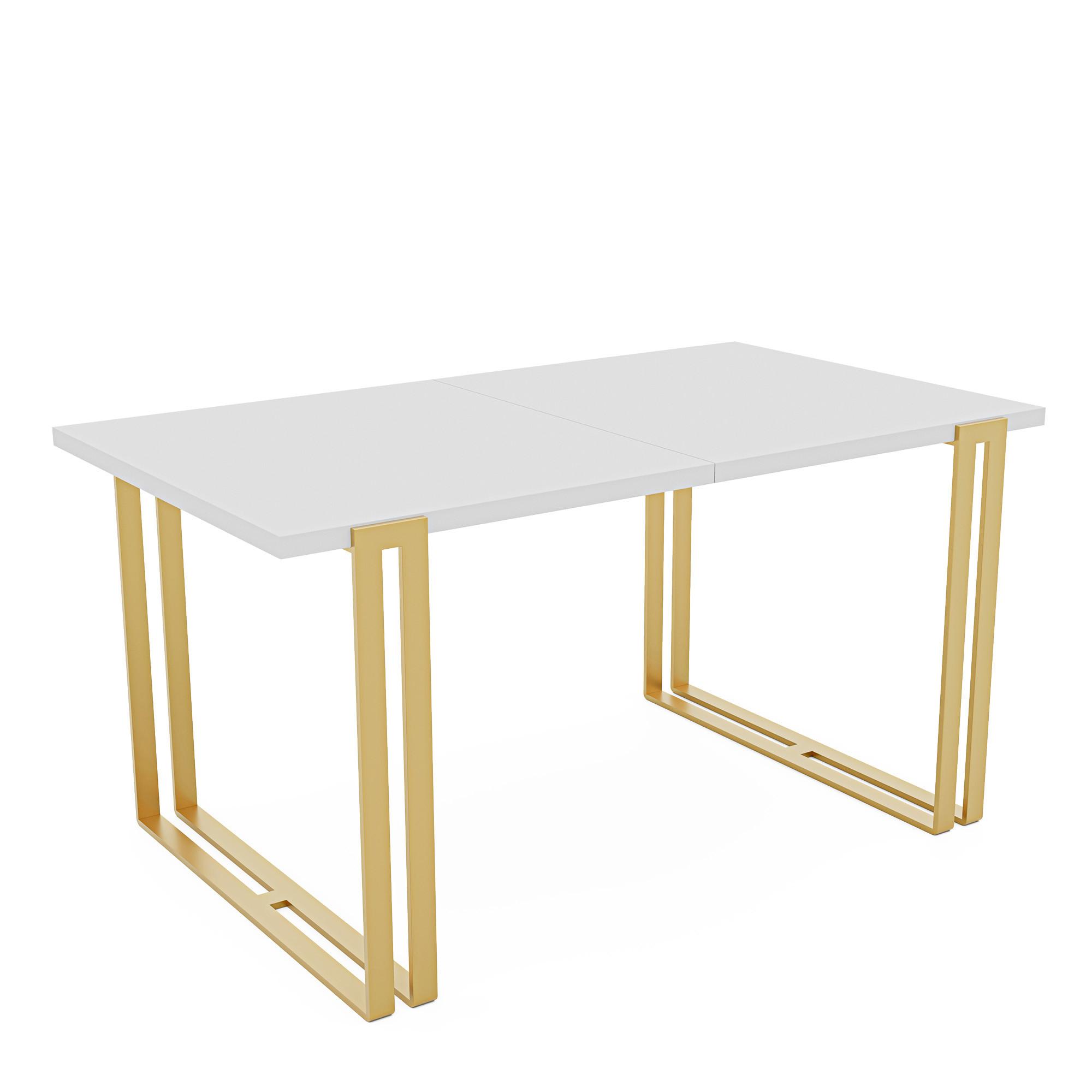 TISCH ausziehbar aus MDF, Weiß - Goldfarben/Weiß, Holzwerkstoff (140/80/76cm) - Idohome