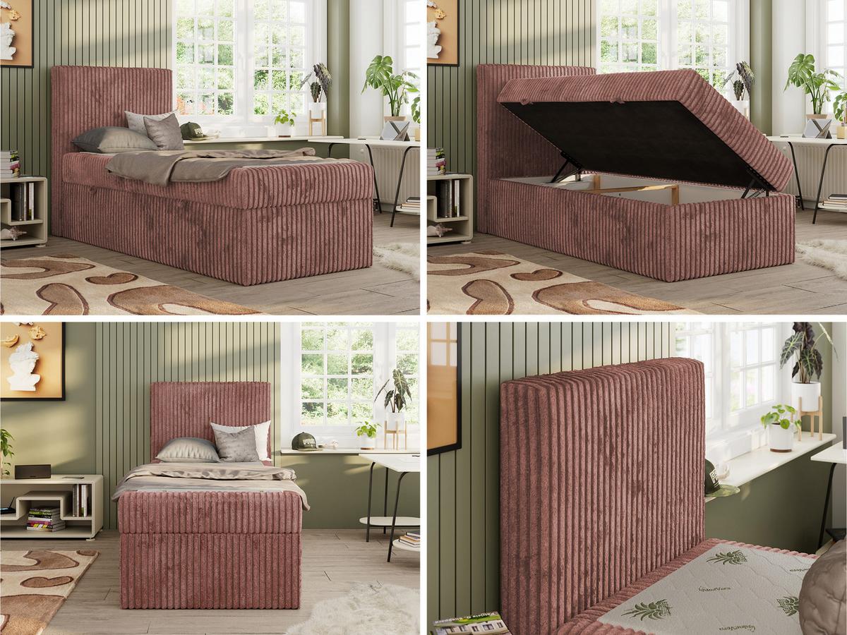 JUGENDBETT TILIO 90/200 - Rosa - H3 - Links Seite - Rosa, Textil (90/200cm) - MKS