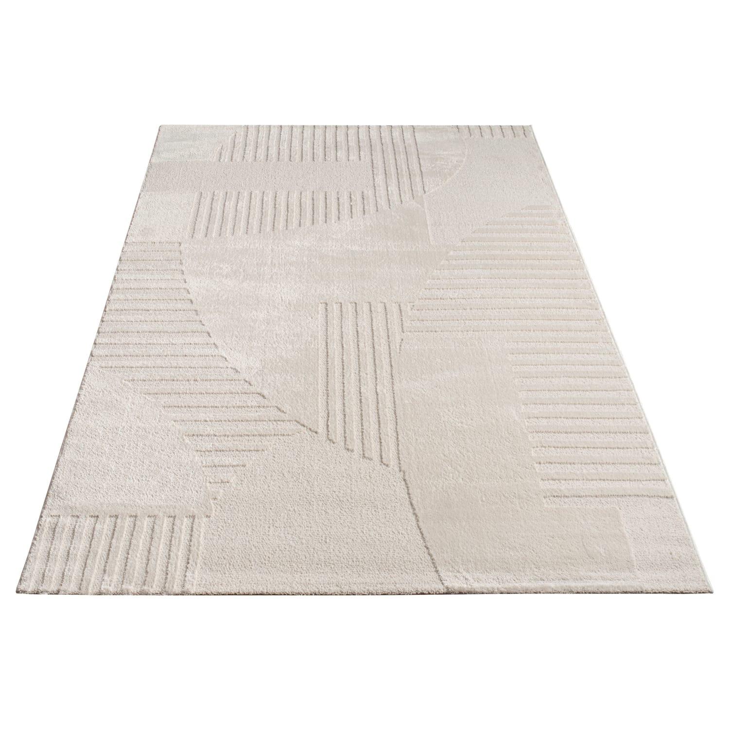 KURZFLORTEPPICH, mit Struktur, aus Polyester, Florhöhe 10 mm, Creme, 80 x 150 cm - Beige, Textil (150/80cm) - KADIMA DESIGN