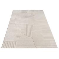 KURZFLORTEPPICH, mit Struktur, aus Polyester, Florhöhe 10 mm, Creme, 120 x 170 cm - Beige, Textil (170/120cm) - KADIMA DESIGN