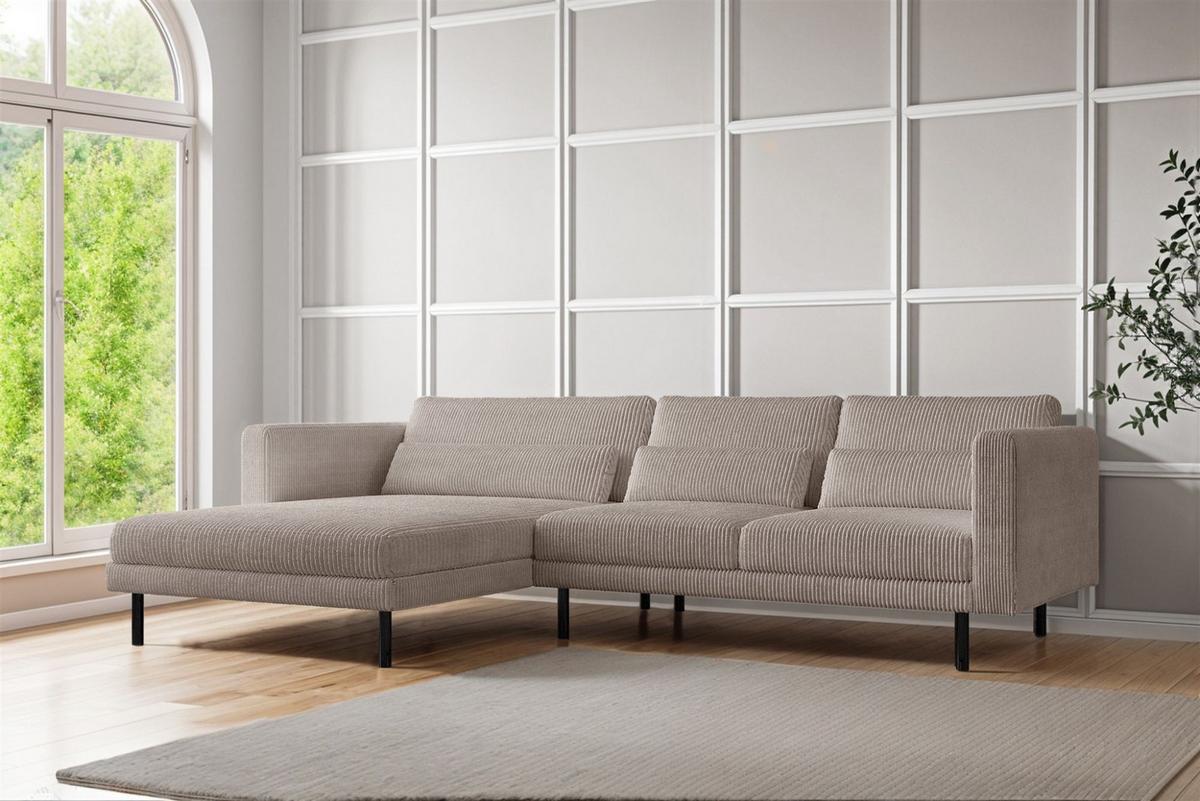 ECKSOFA Agada In Poso - Beige, Holzwerkstoff/Textil (281/174cm) - Fun Möbel
