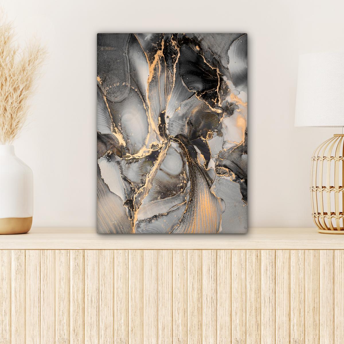 LEINWANDBILD Grau - Luxus - Gold - Marmor Room Decor 30x40 cm - Dunkelgrau, Textil (30/40cm) - MuchoWow