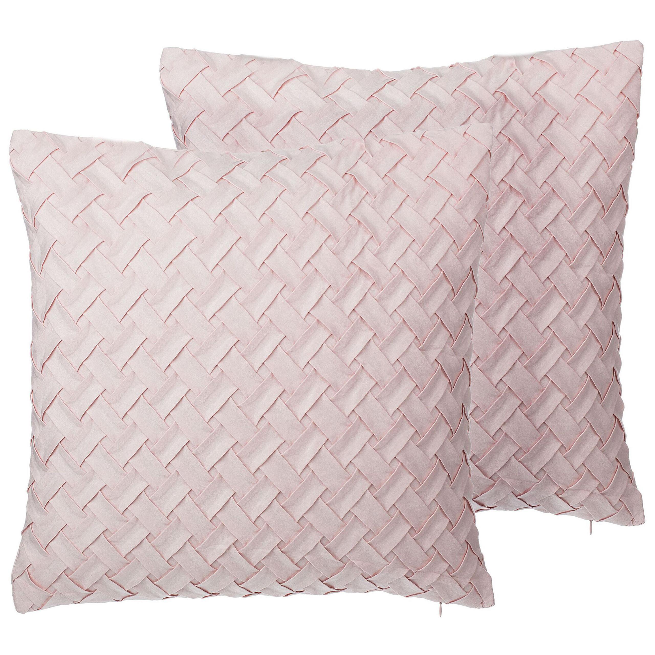 DEKOKISSEN 2er-Set Pastellrosa 45/45 cm Tithonia - Pink, Textil (45/45cm) - Beliani
