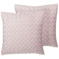 DEKOKISSEN 2er-Set Pastellrosa 45/45 cm Tithonia - Pink, Textil (45/45cm) - Beliani