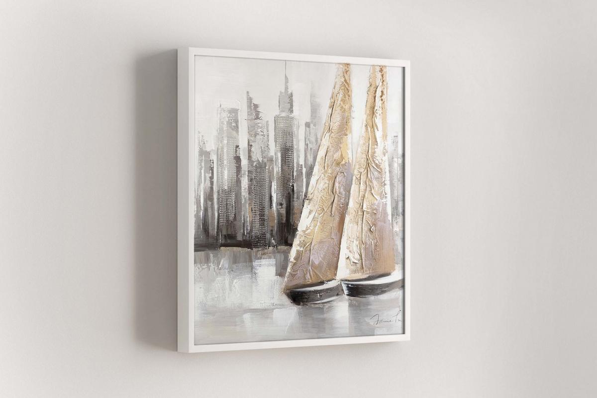 ÖLGEMÄLDE 80/80 cm - Grau, Holz/Textil (80/80cm) - KUNSTLOFT
