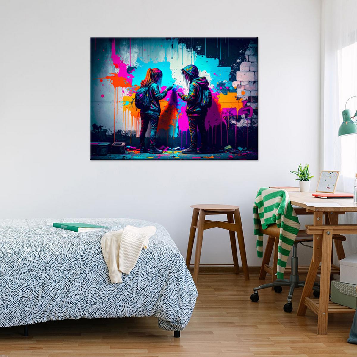 LEINWANDBILD Graffiti Street Art 120x80cm - Multicolor, Textil (120/80cm) - Feeby
