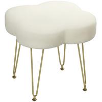 HOCKER Sitzhocker in Kleeblattform mit Stahlbeinen Fußhocker mit Samtoptik Creme - Weiß, Textil (41/40/41cm) - HOMCOM
