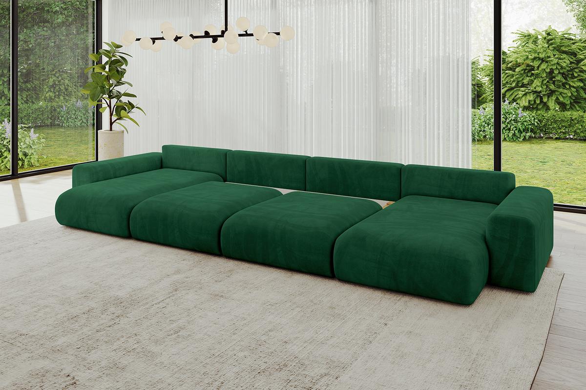 WOHNLANDSCHAFT mit Schlaffunktion ESKAR-U2-464x176x72cm Grün - Jadegrün/Grün, Holzwerkstoff/Kunststoff (176/72/464cm) - ALTDECOR