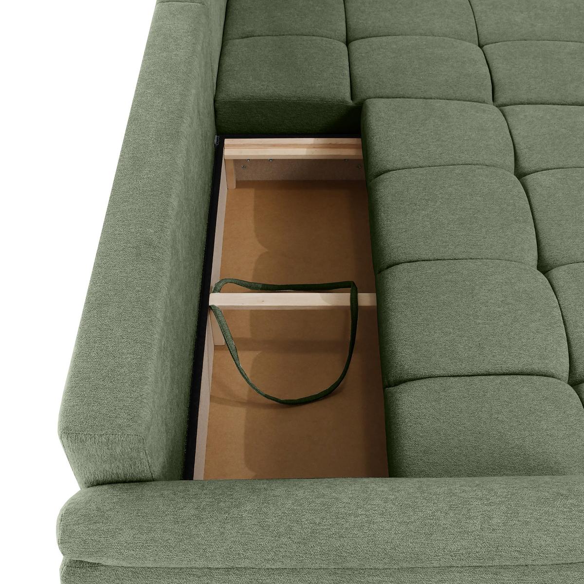 ECKSOFA Massimo, universelle Eckschlafsofa 280 cm mit Schlaffunktion und Bettkasten, Grün - Grün, Textil (283/204cm) - Beautysofa