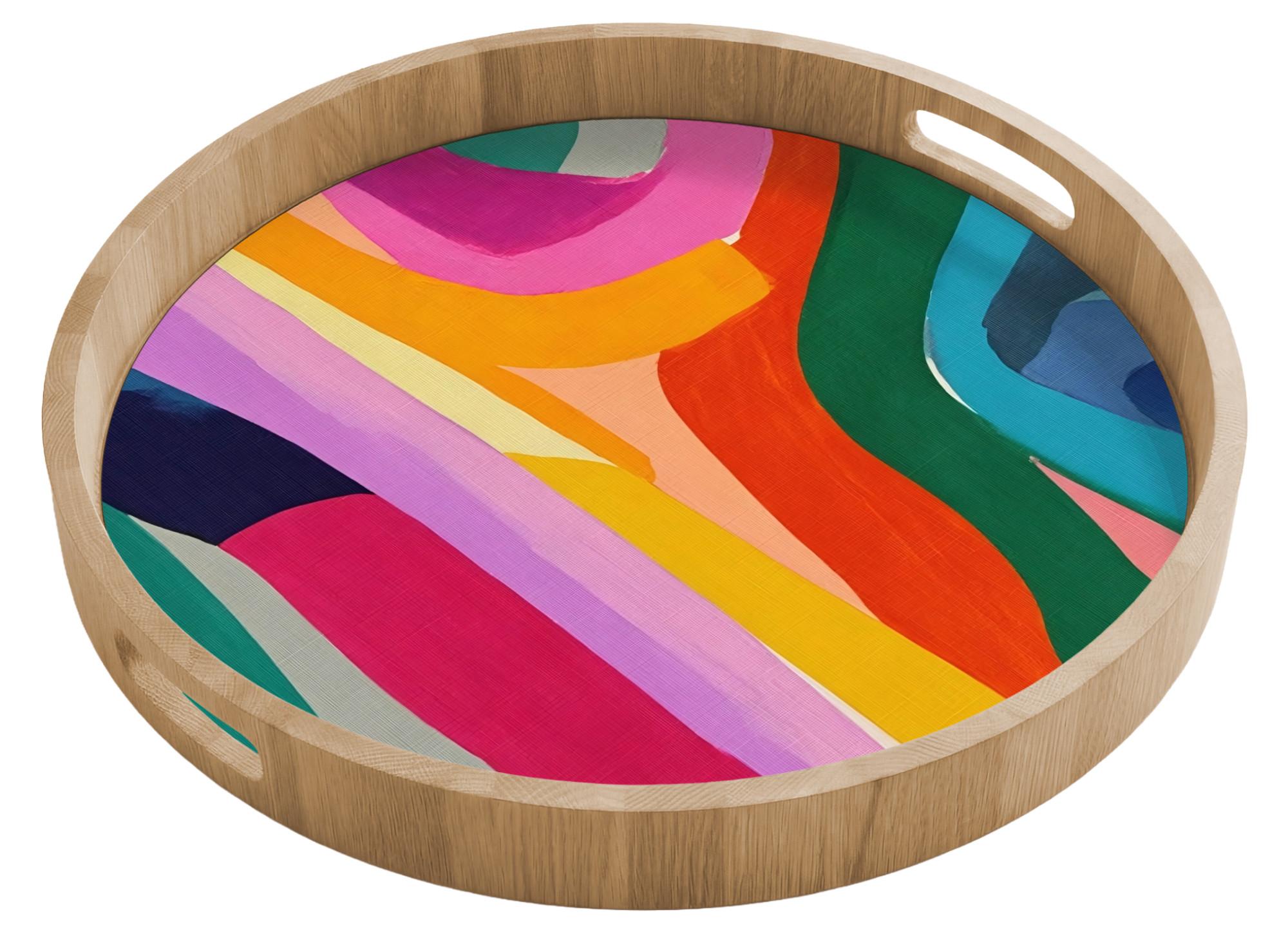 TABLETT Abstrakt - Bunt - Wellen - Linien 50x50 cm - Multicolor, Holz (50/5/5cm) - OnlyWow