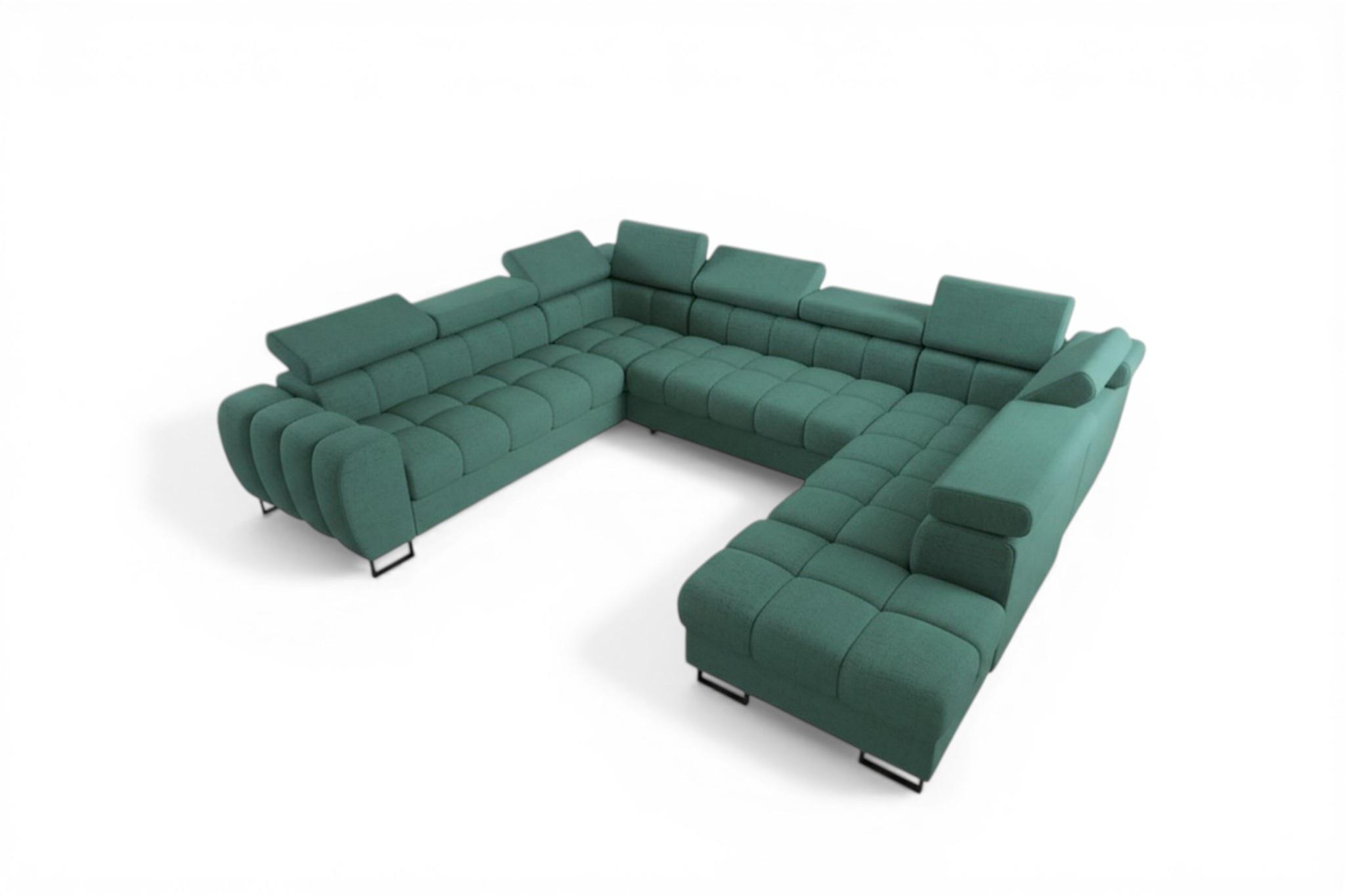 WOHNLANDSCHAFT Bastien Xl - Grün, Holzwerkstoff/Textil (350/95/265cm) - Fun Möbel
