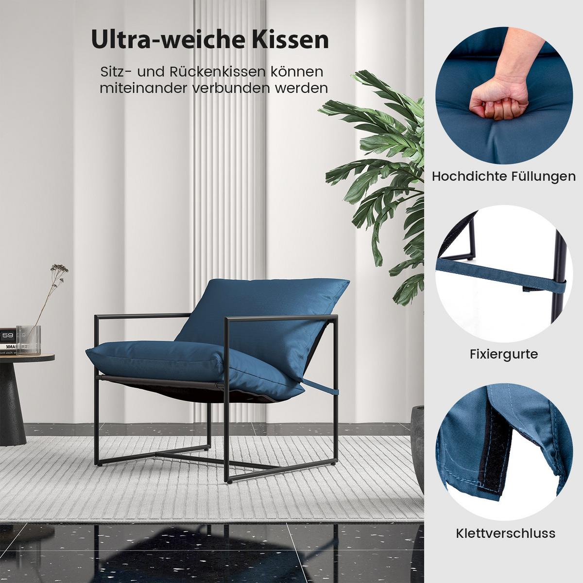 SLING-AKZENTSTÜHLE Navy(2er-Set) - Dunkelblau, Metall (71/61/71cm) - COSTWAY