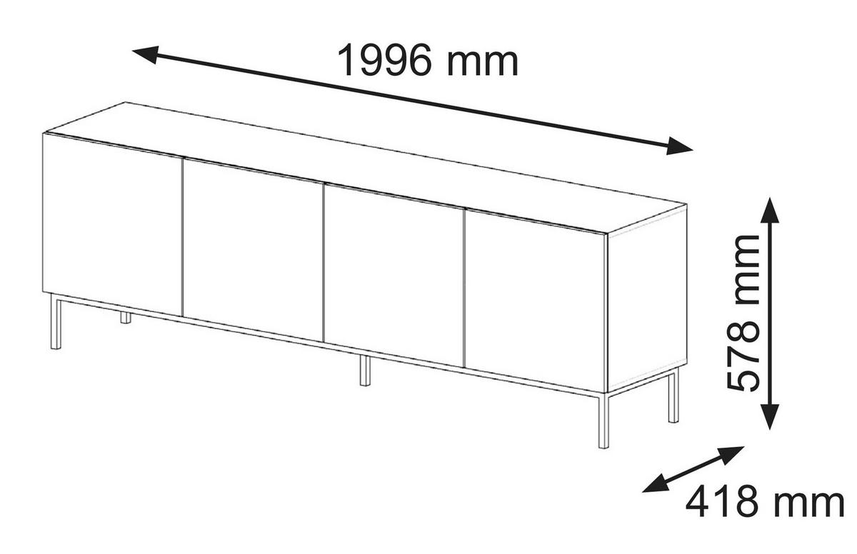 TV LOWBOARD Weiß, Weiß Hochglanz, Gold 200/58/42 - Weiß Hochglanz/Weiß, Holzwerkstoff (200/58/42cm) - RAUMHIRSCH FURNITURE