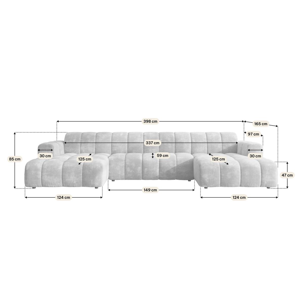 WOHNLANDSCHAFT AENIS Grau Chenille - Grau, Holz (398/85/165cm) - MASSENO