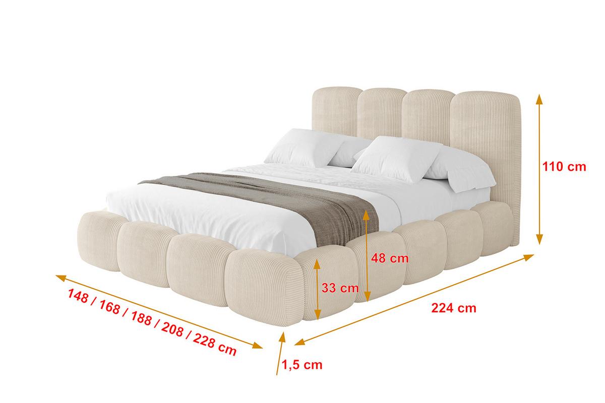 POLSTERBETT mit Bettkasten und Lattenrost, Boxbett ohne Matratze - KALA 140x200 Beige - Creme, Holzwerkstoff/Textil (140/200cm) - ALTDECOR