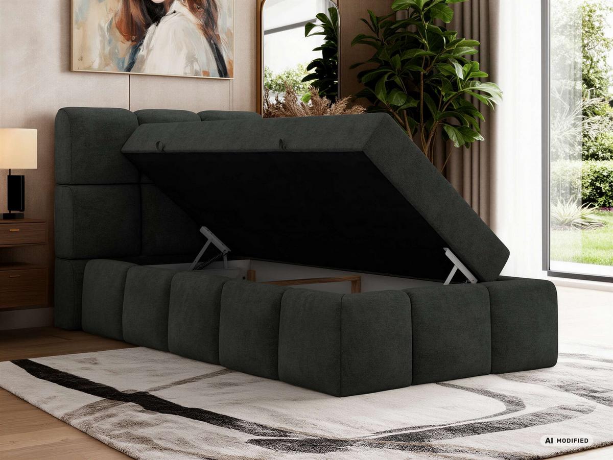 BOXBETT NIRA 90/200 - Dunkelgrau Stukture - Topper T25 - H3 - Dunkelgrau/Schwarz, Kunststoff/Textil (90/200cm) - MKS