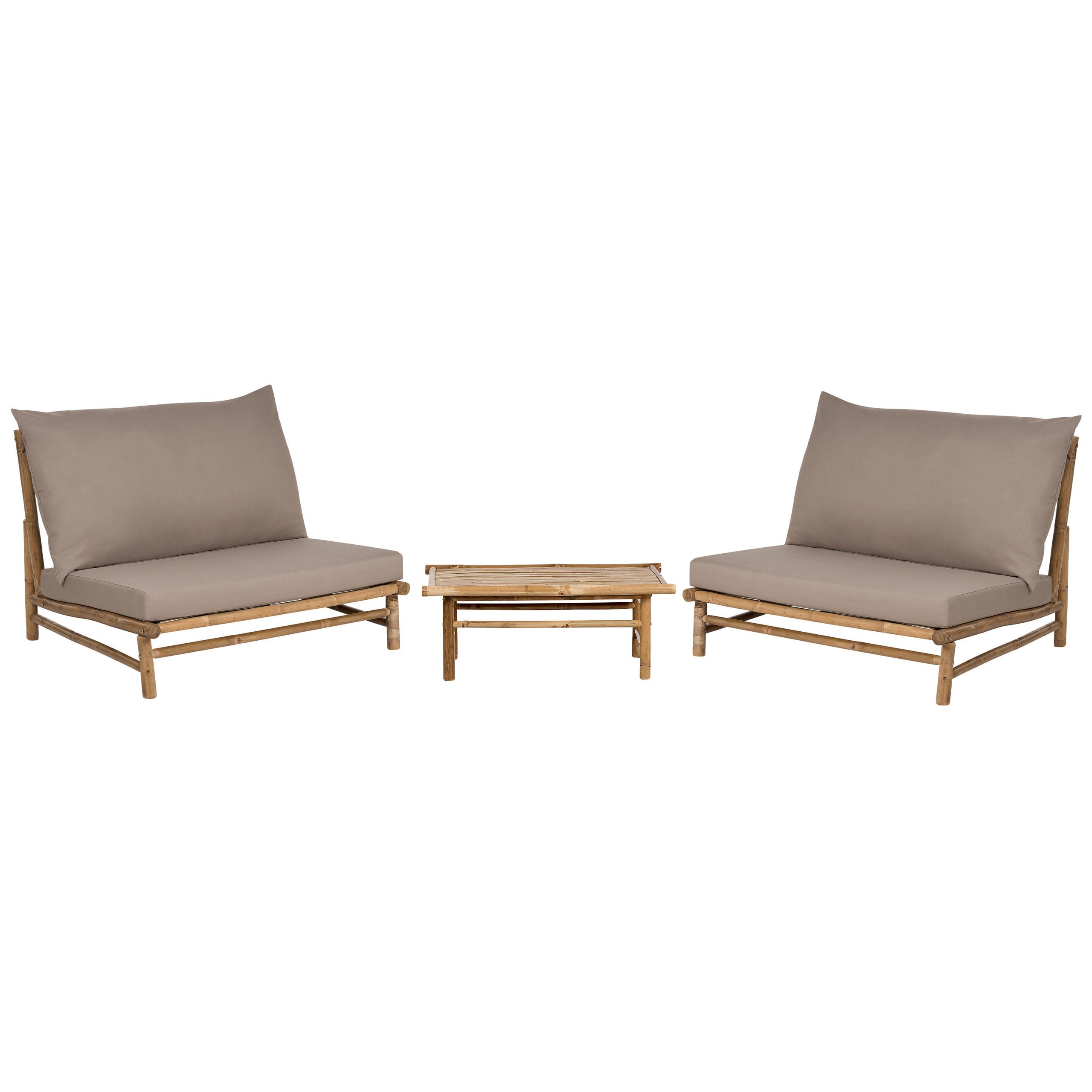 LOUNGE SET 2-Sitzer Hellbraun Auflagen Taupe Todi - Taupe/Hellbraun, Holz - Beliani