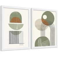 POSTER 3er Kunstdruck-Set Wandbilder Abstrakt Grün modern Wohnzimmer Deko, Schlafzimmer, Küche, Badezimmer Weißer Rahmen A4 - Weiß, Papier (29.7/1/21cm) - Nacnic