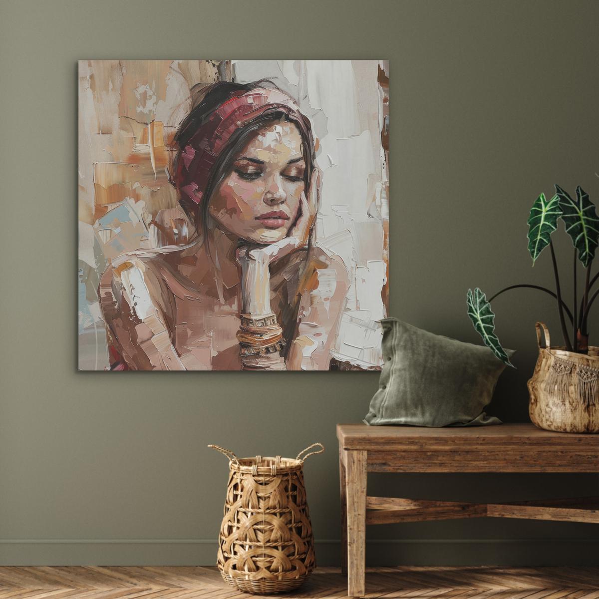 AKUSTIKBILD Frau - Lackierung - Porträt - Modern Akustikpaneele 90x90 cm - Altrosa, Kunststoff (90/90/0.9cm) - MuchoWow
