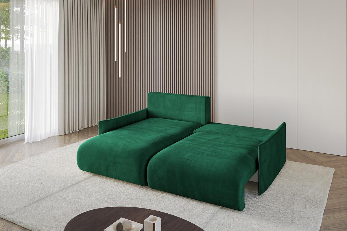 ECKSOFA Ottomane links ONESK-L -v1 216x177x72 Dunkelgrün Velours - Dunkelgrün, Holzwerkstoff/Kunststoff (216/177cm) - ALTDECOR