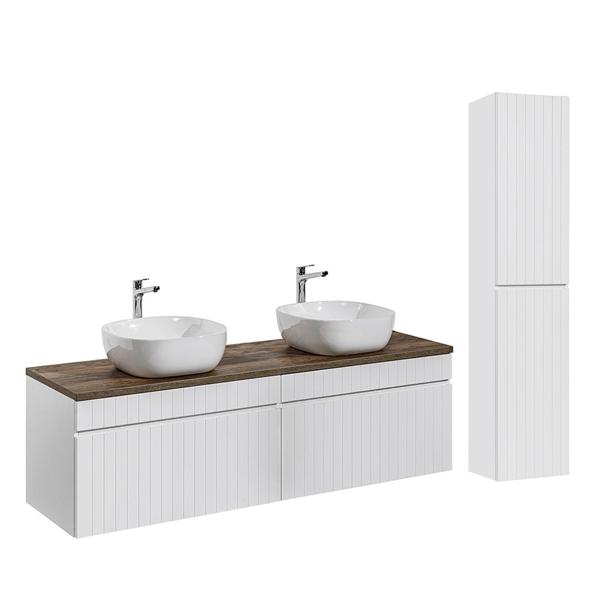 BADMÖBEL 160cm Zelie 2er-Set Weiß - Weiß, Holzwerkstoff (160/48/46cm) - Petits-meubles