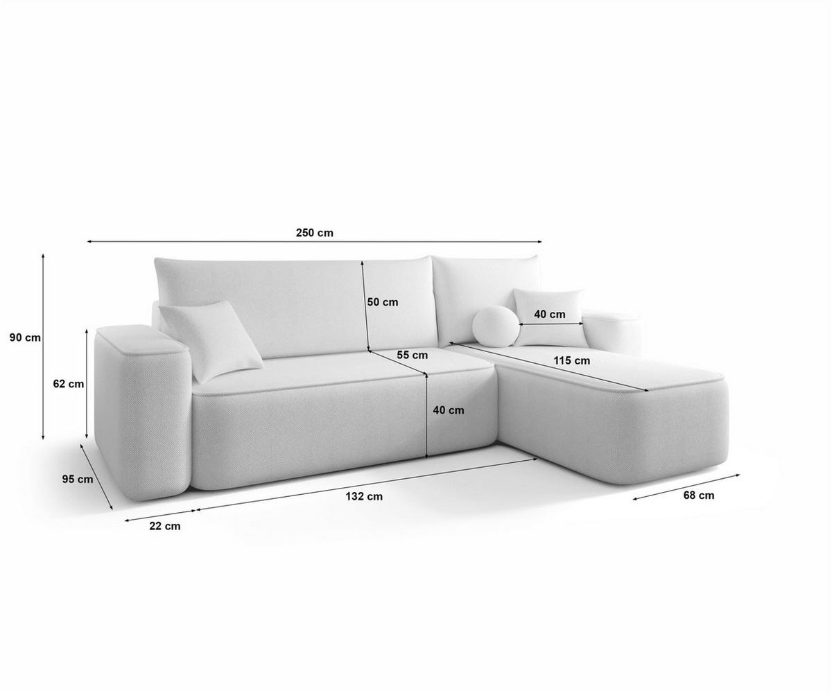 ECKSOFA Agepo In Curio - Hellgrau, Holzwerkstoff/Textil (250/150cm) - Fun Möbel