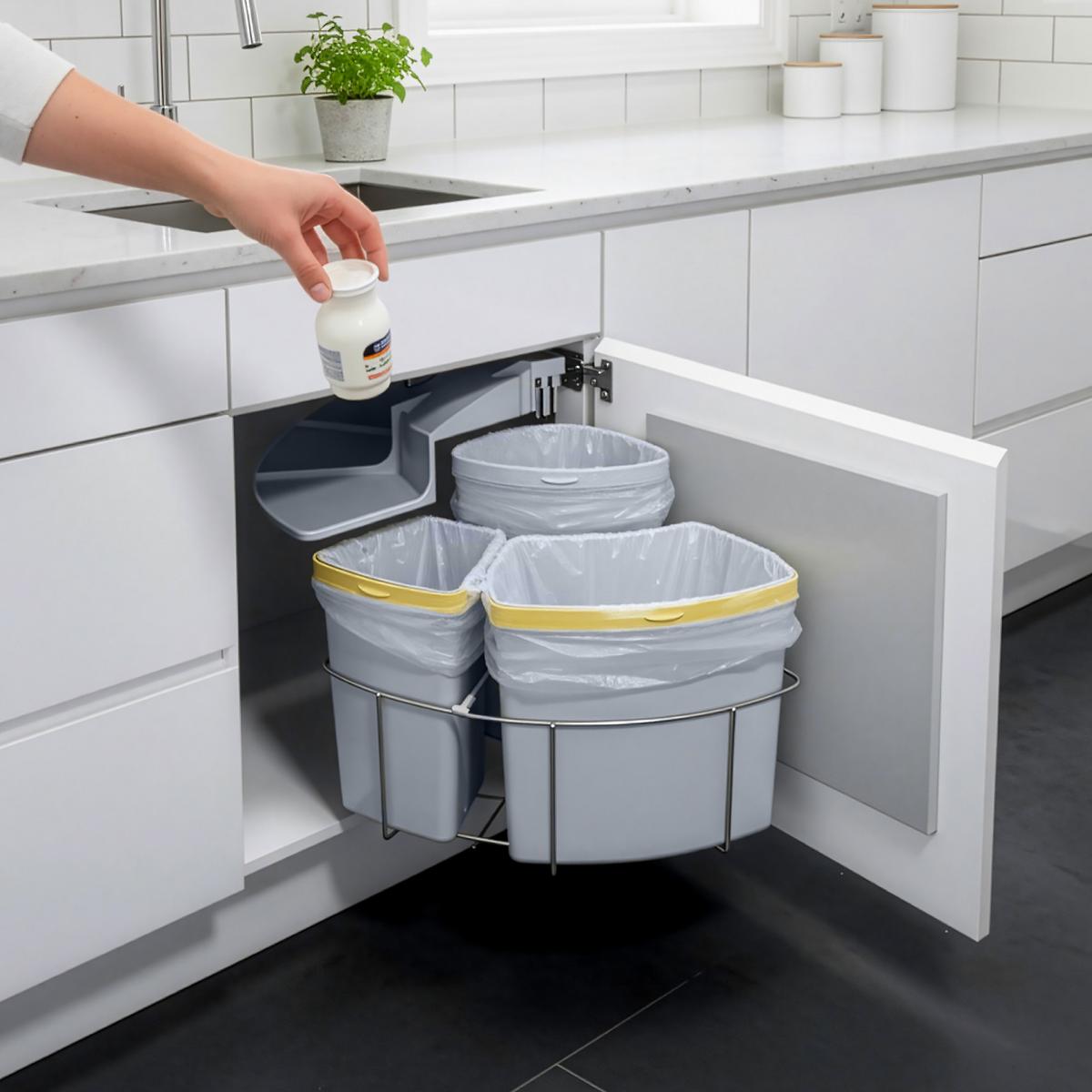 EINBAU-MÜLLEIMER Kollby - Grau, Kunststoff (45.5/50.5/45.5cm) - [en.casa]