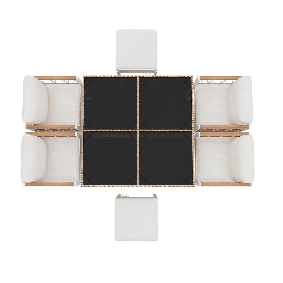 GARTENTISCH- UND STUHLSET Weiß 7tlg - Creme, Glas/Holzwerkstoff - Urban Meuble
