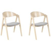 ESSZIMMERSTUHL 2er-Set Holzwerkstoff Heller Holzfarbton Yuba - Hellbraun, Holz/Textil (56/79/44cm) - Beliani