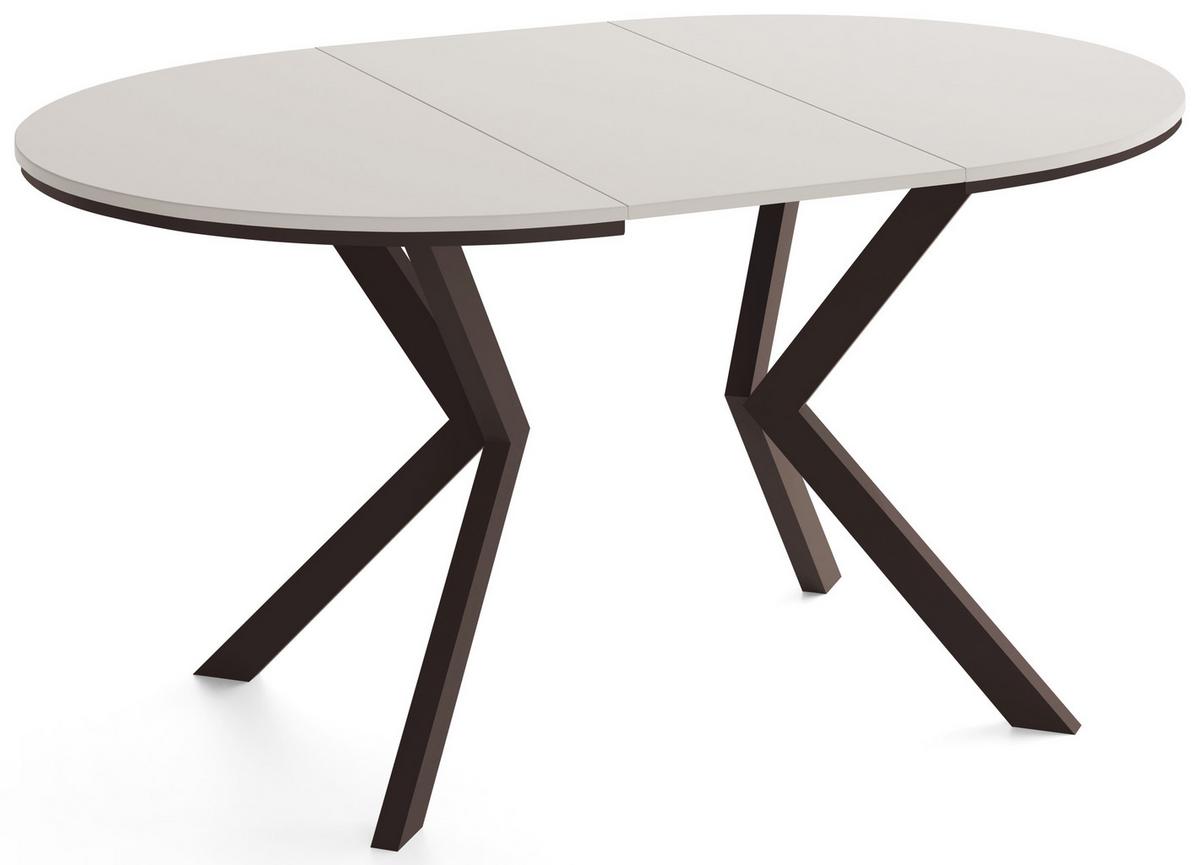 ESSTISCH Valio rund oval ausziehbar verlängerbar mit braunen Metallbeinen, Kaschmir 100-140/100/76 cm - Kaschmir/Beige, Holzwerkstoff/Metall (100/140/76cm) - WFL GROUP