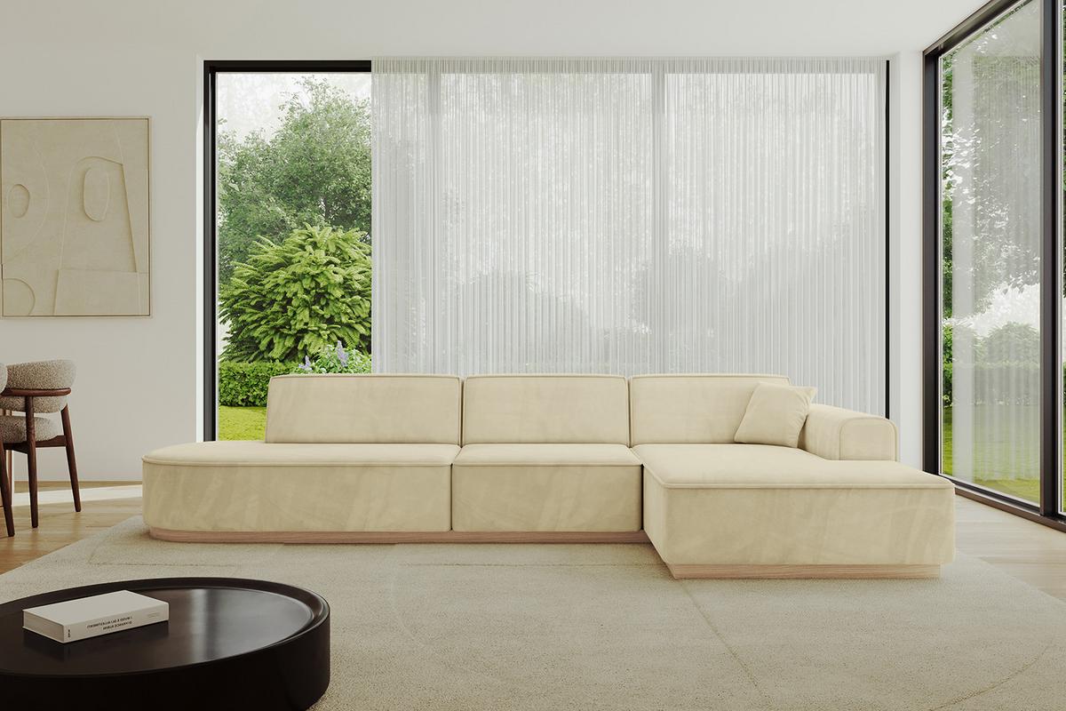 ECKSOFA Ottomane Rechts IREA-L2 - 327x165x80 cm Beige - Taupe, Holzwerkstoff/Textil (327/165cm) - ALTDECOR