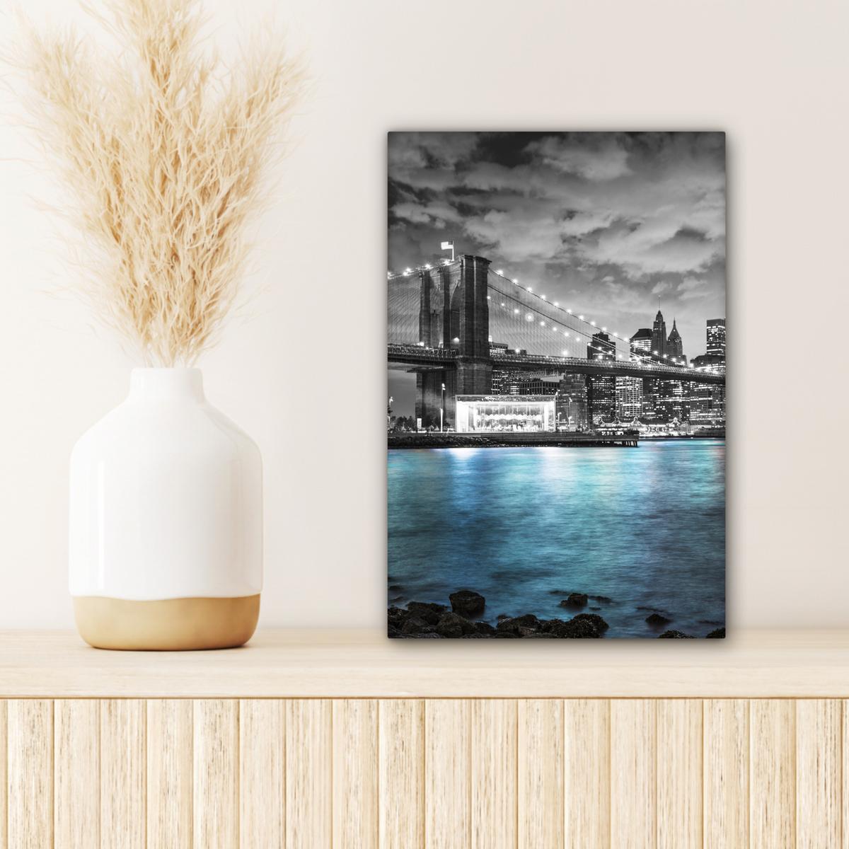 LEINWANDBILD New York - Skyline - Stadt - Blau Deko Wohnzimmer 20x30 cm - Blaugrau, Textil (20/30cm) - MuchoWow