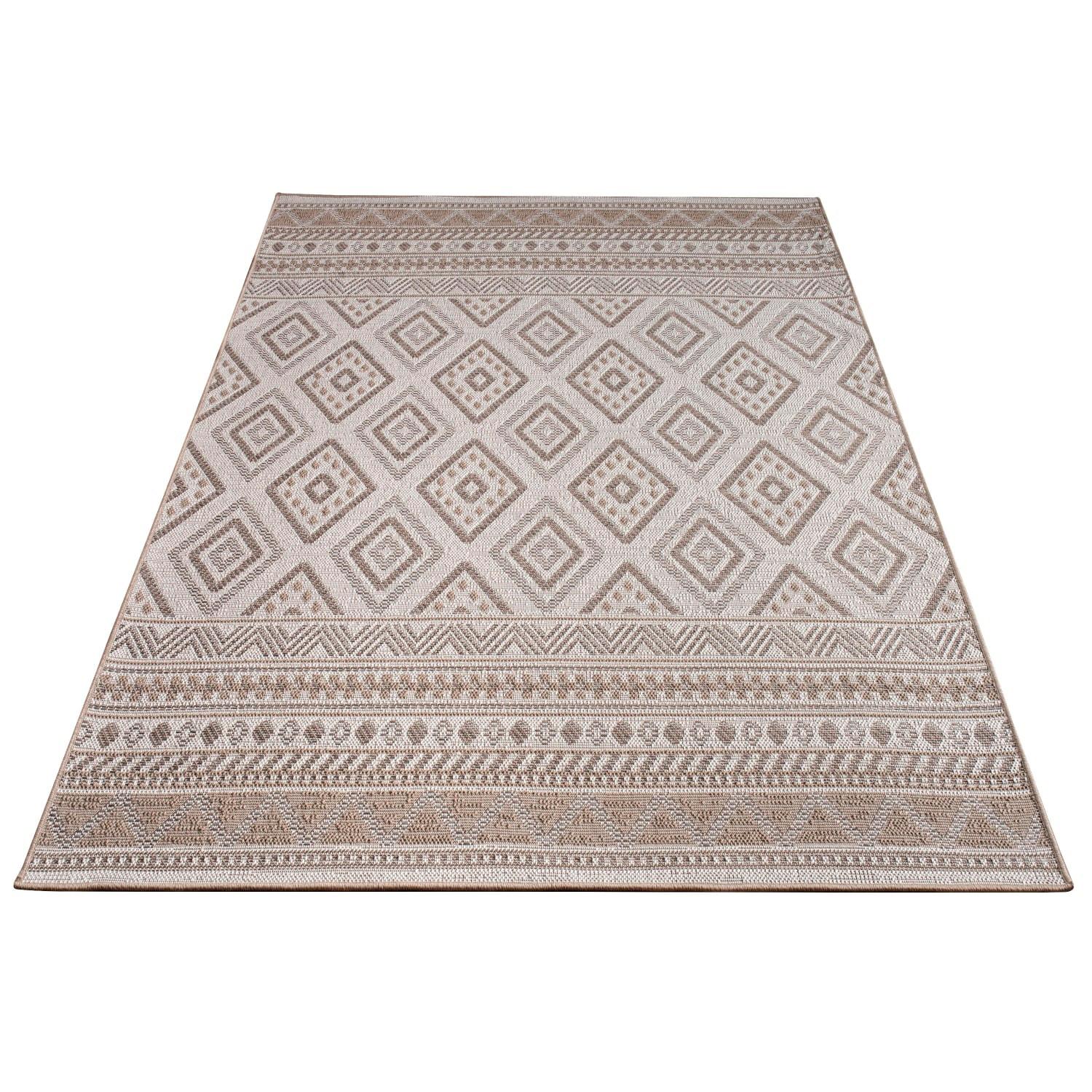 FLACHWEBTEPPICH, mit Rautenmuster, aus Polypropylen, Beige, 133 x 190 cm - Beige, Textil (190/133cm) - KADIMA DESIGN