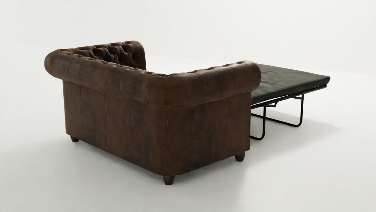CHESTERFIELD-SOFA 2-sitzer mit Schlaffunktion Flux Dunkelbraun Microfaser Vintageoptik - Dunkelbraun/Braun, Holz/Textil (148/72/86cm) - S-Style Möbel