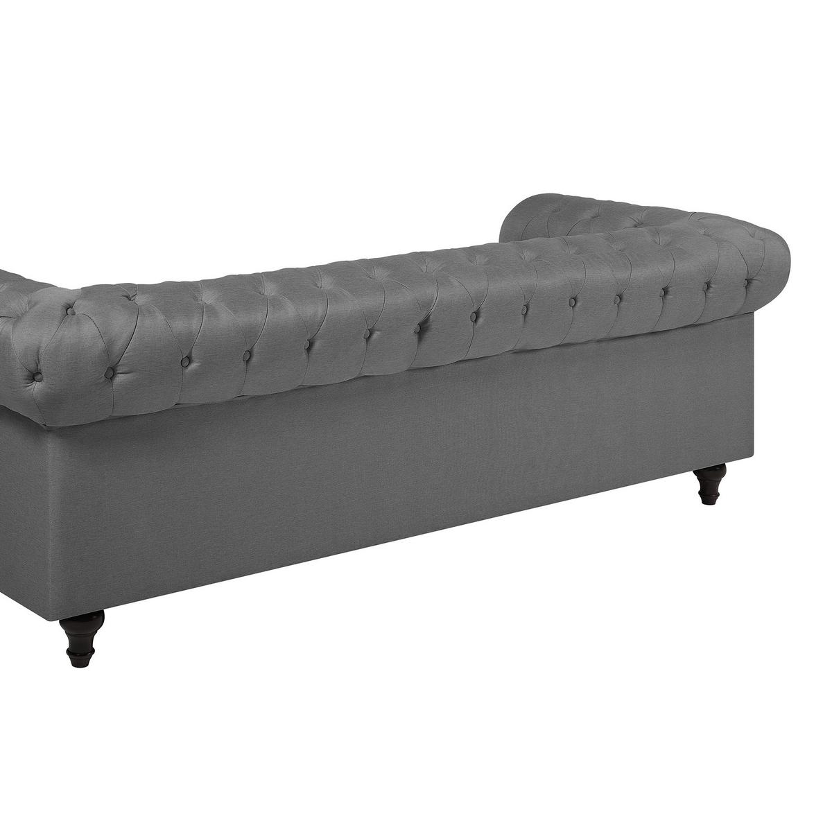 3-SITZER-SOFA Polsterbezug Hellgrau Chesterfield - Hellgrau, Textil (222/78/85cm) - Beliani