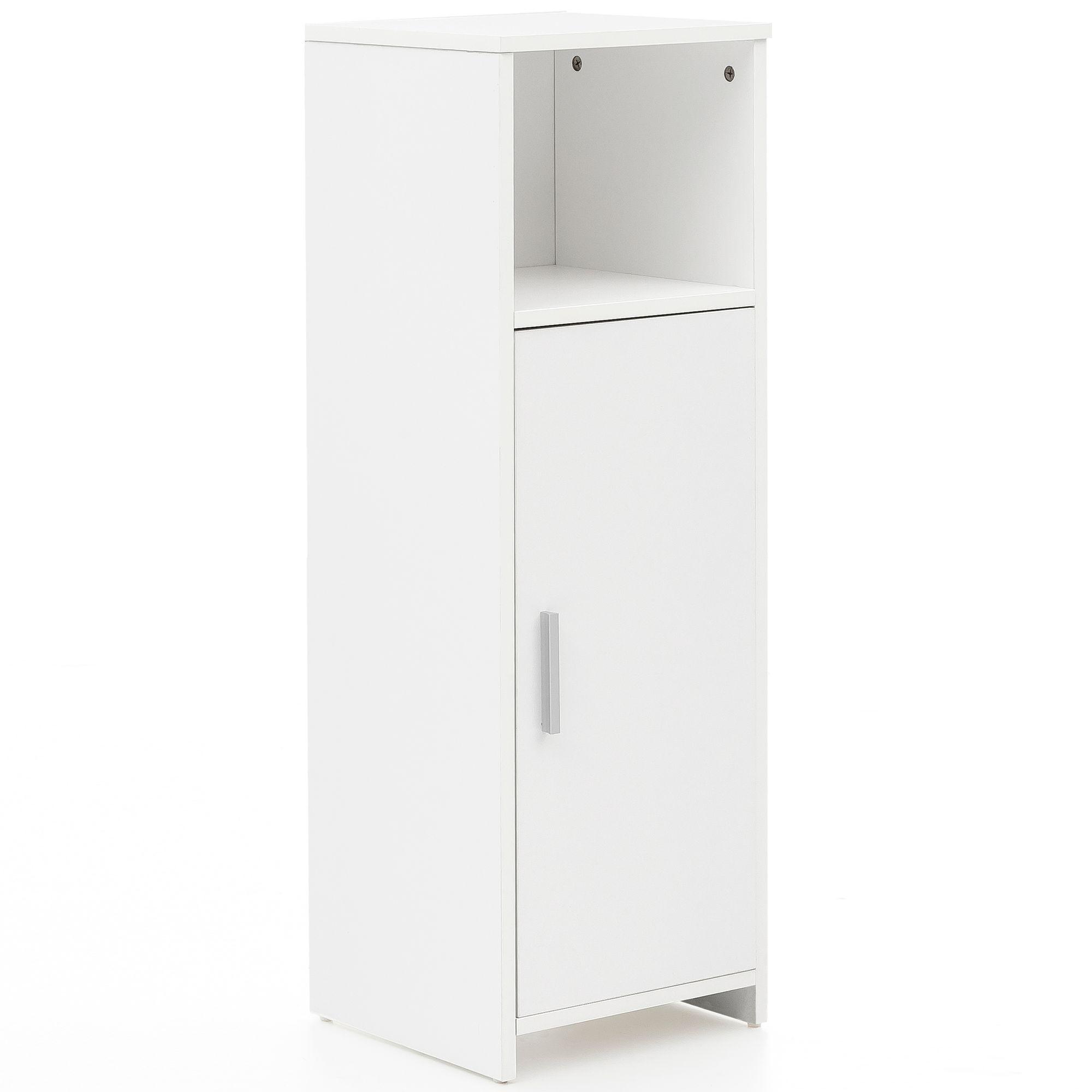 BADSCHRANK Weiß 30x95,5x30 cm aus Holz mit Tür und Ablagefach - Schwarz/Weiß, Holzwerkstoff (30/96/30cm) - KADIMA DESIGN