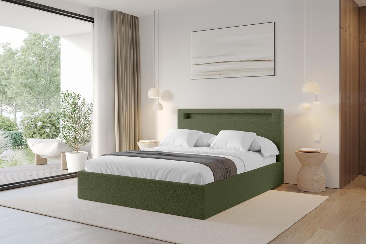 POLSTERBETT mit Bettkasten und Lattenrost, Boxbett ohne Matratze - GOLA 160x200 Grün - Grün, Holzwerkstoff/Textil (160/200cm) - ALTDECOR