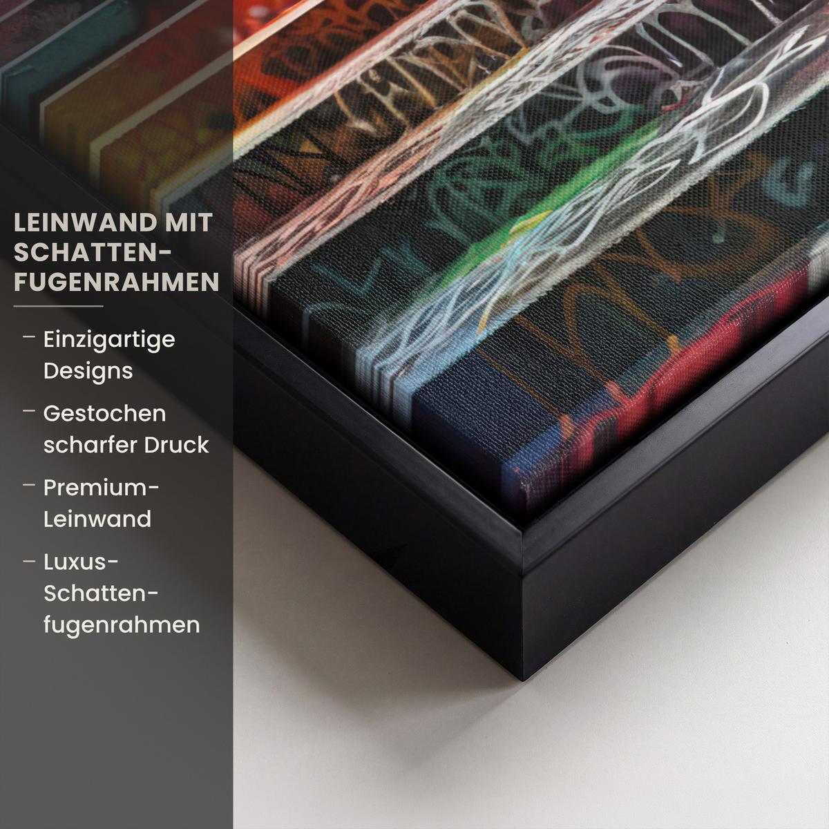 LEINWAND Bilder mit Rahmen - Treppe - Graffiti - Farben - Kunst - 30x40 - Multicolor, Textil (30/40cm) - MuchoWow