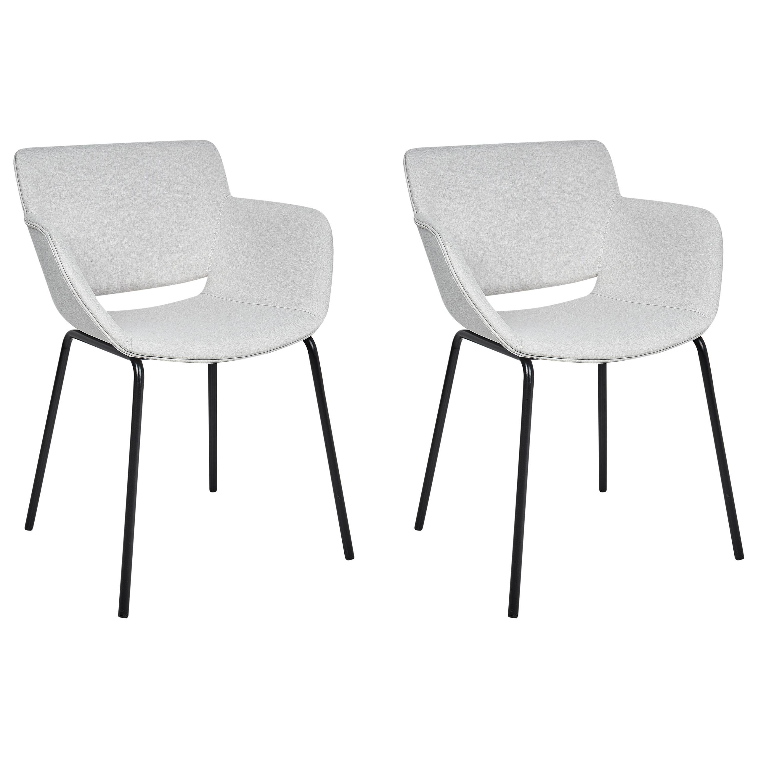 ESSZIMMERSTUHL 2er-Set Stoff Hellgrau Axtel - Hellgrau, Textil (60/81/52cm) - Beliani