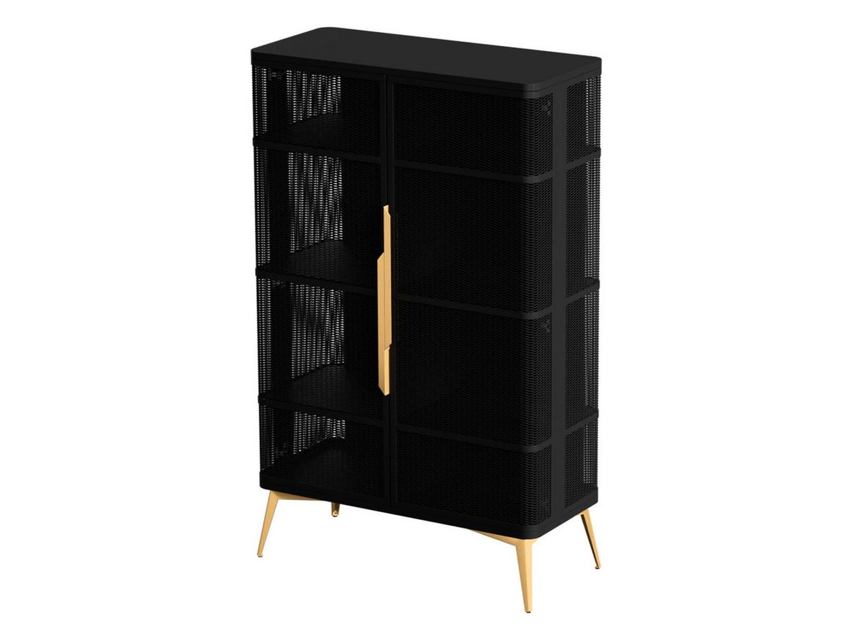 VITRINE Modera - Goldfarben/Schwarz, Holzwerkstoff/Metall (90/145/40cm) - MIRJAN24